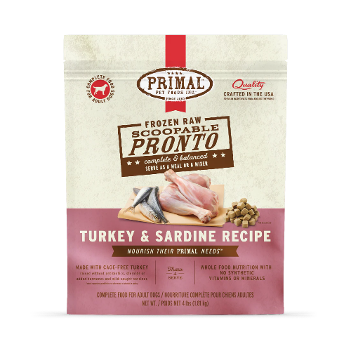 PRIMAL PRONTO TURKEY/SARDINE DOG 4LB