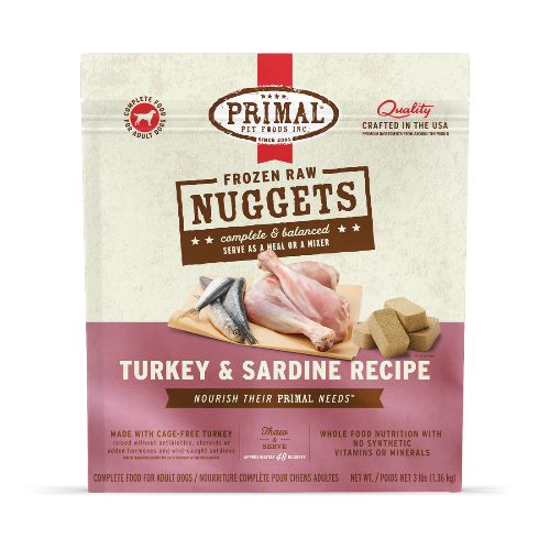 PRIMAL TURKEY/SARDINE NUGGETS DOG 3LB