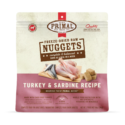 PRIMAL FD TURK/SARD NUGGETS DOG 14OZ