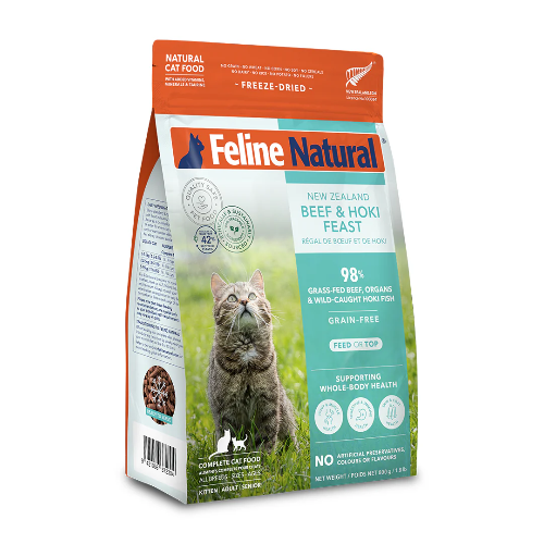 FELINE NATURAL FD BEEF/HOKI 800G