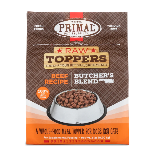PRIMAL TOPPER BTCHR BLD BEEF DOG 2LB