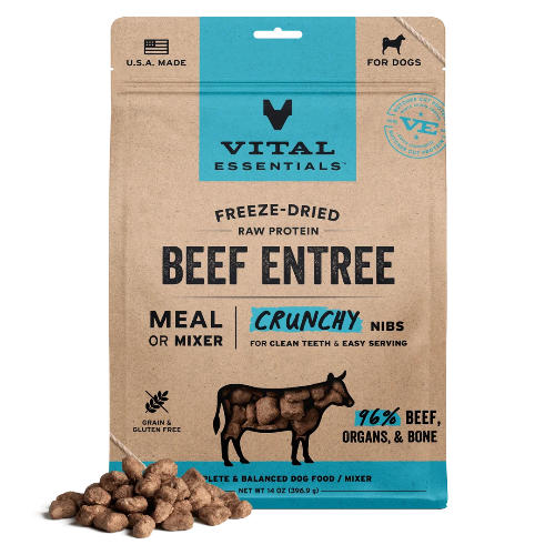 VE DOG FD BEEF NIBS 14OZ
