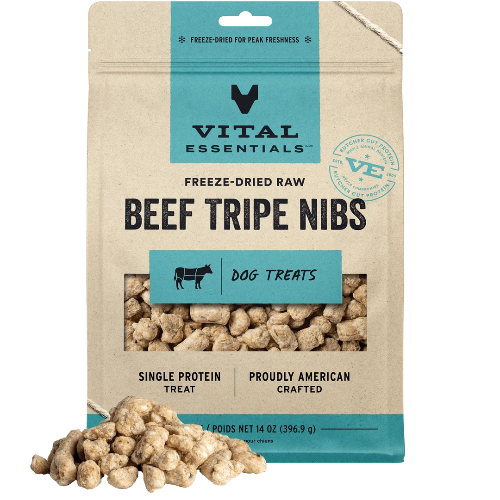 VE DOG FD BEEF TRIPE NIBS 14OZ