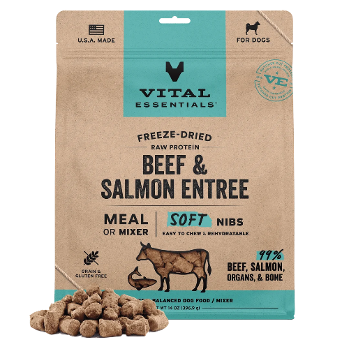 VE DOG FD BEEF/SALM SOFT NIBS 14OZ